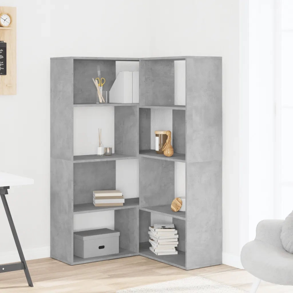 Libreria a 4 Ripiani Grigio Cemento 85x85x140 cm in Truciolare 3307813