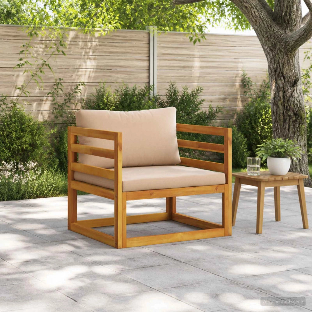 Poltrona modulare con cuscini Legno di Acacia Massello Naturale 42028339