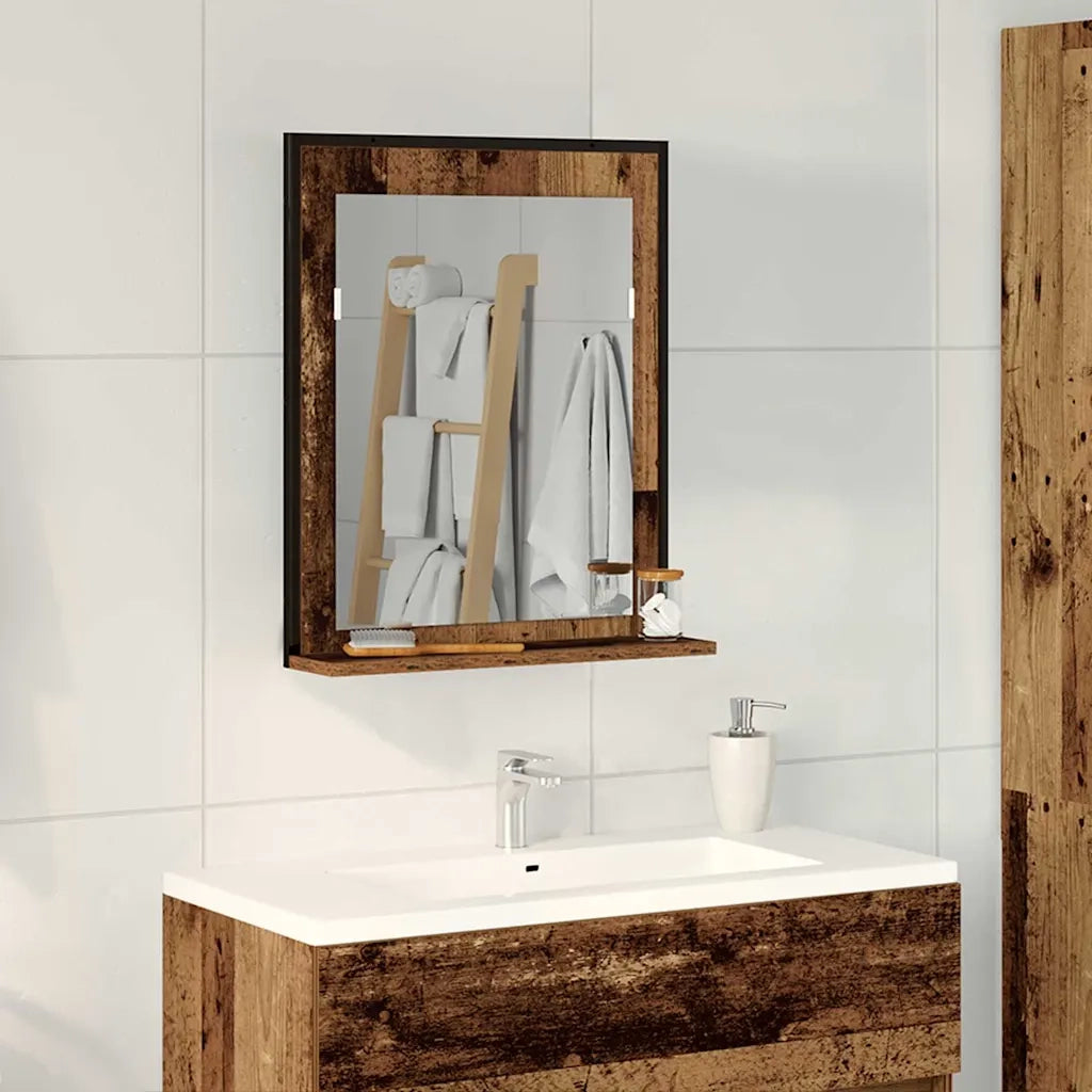 Specchio con lo scaffale Legno vecchio 50 x 12 x 60 cm 862220