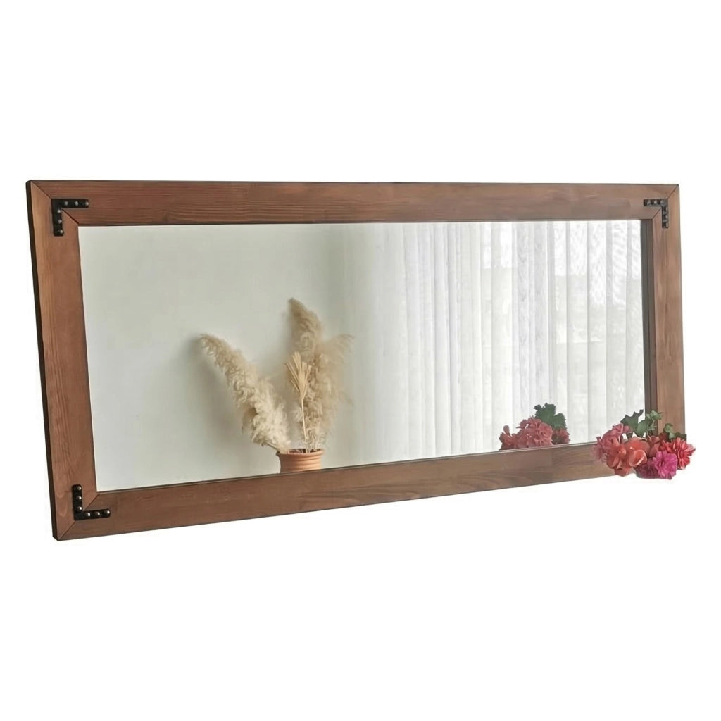Corvara, Specchio Forma Rettangolare, 110x50h cm Marrone Noce