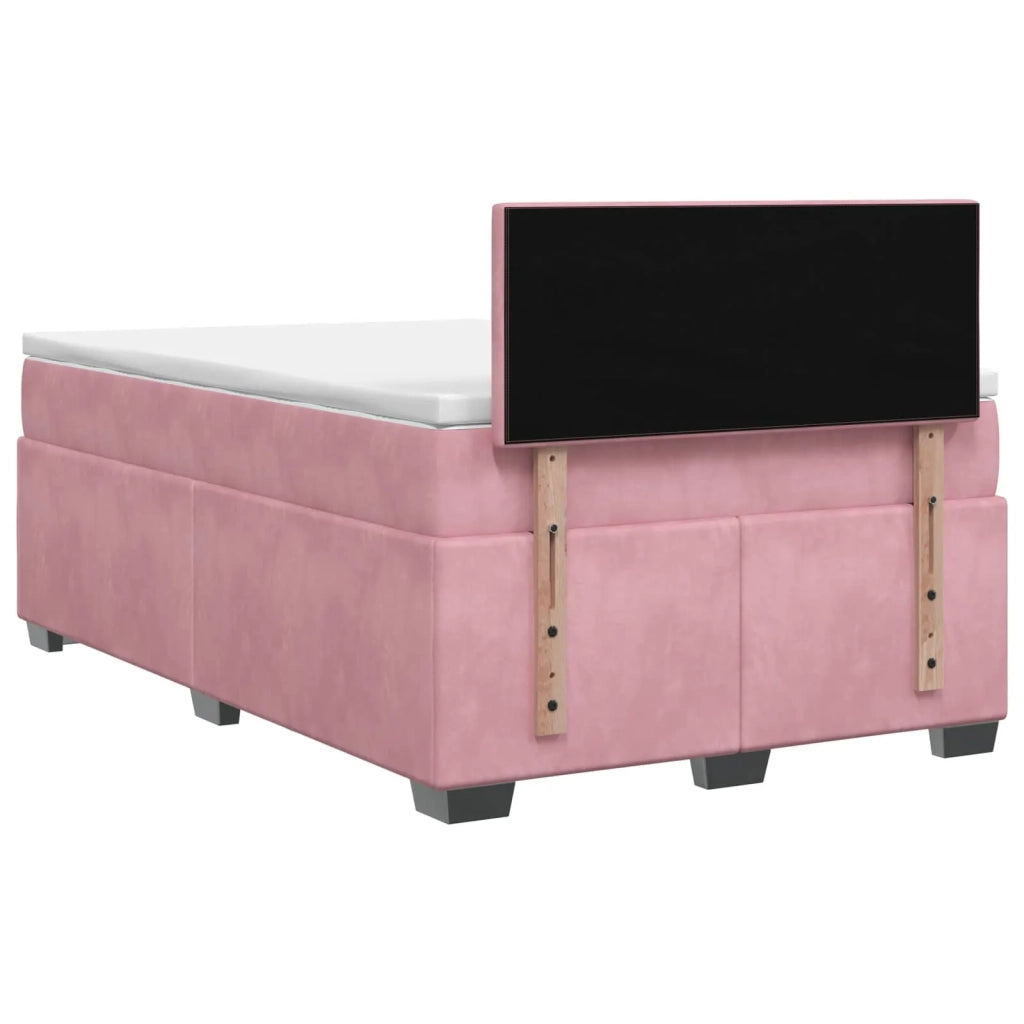 Letto con Box Spring, Materasso e LED Rosa 120 x 200 cm Velluto 3452155