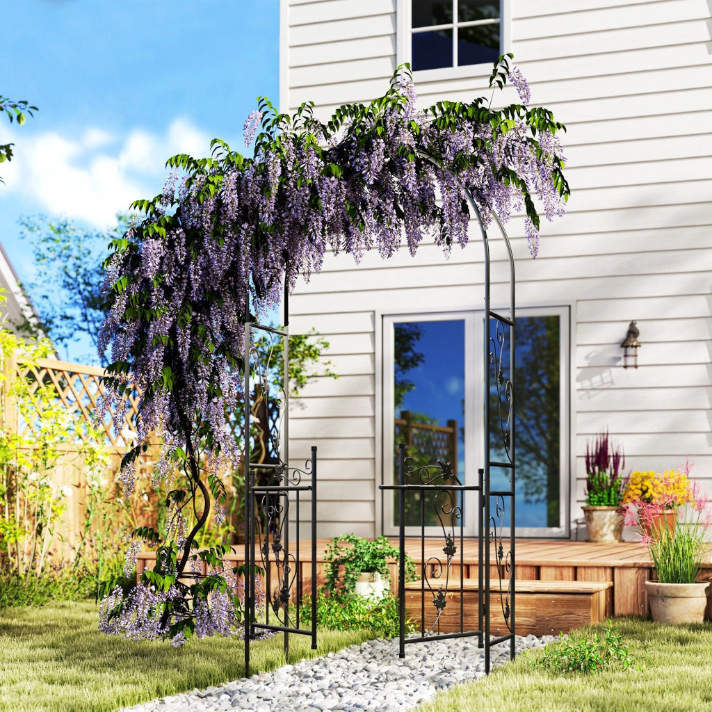 Arco da Giardino con Cancello ¨C Xylo ¨C Metallo Nero 2.2x1m