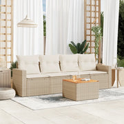 Set Divano da Giardino 5 pz con Cuscini Beige in Polyrattan 3224000