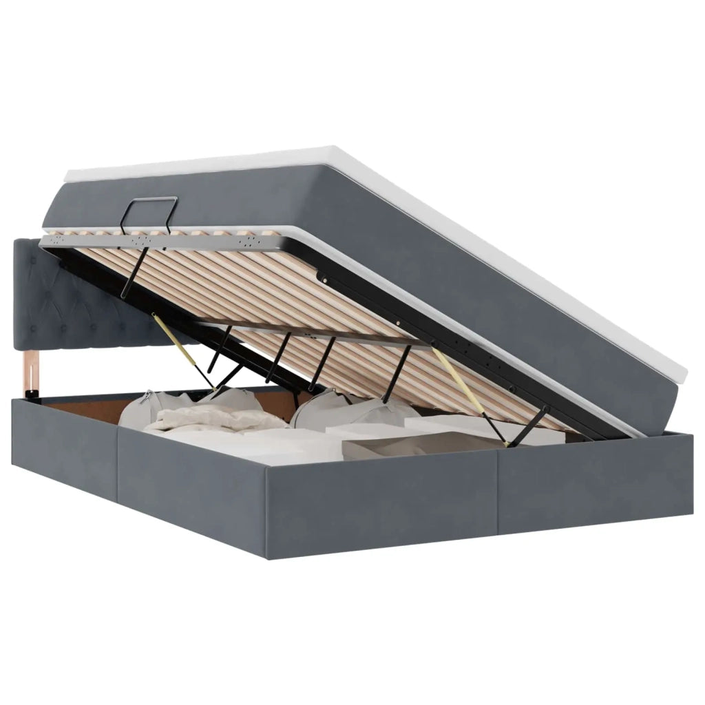 Letto con Contenitore Grigio scuro 140 x 190 cm Velluto