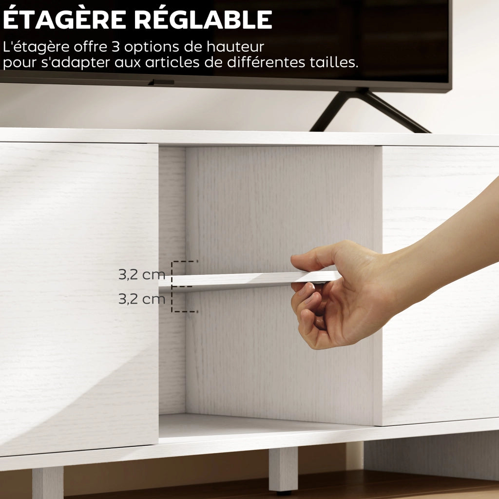 Mobile TV con 2 ante e ripiani ¨C Xylo ¨C Bianco 110x35x45cm