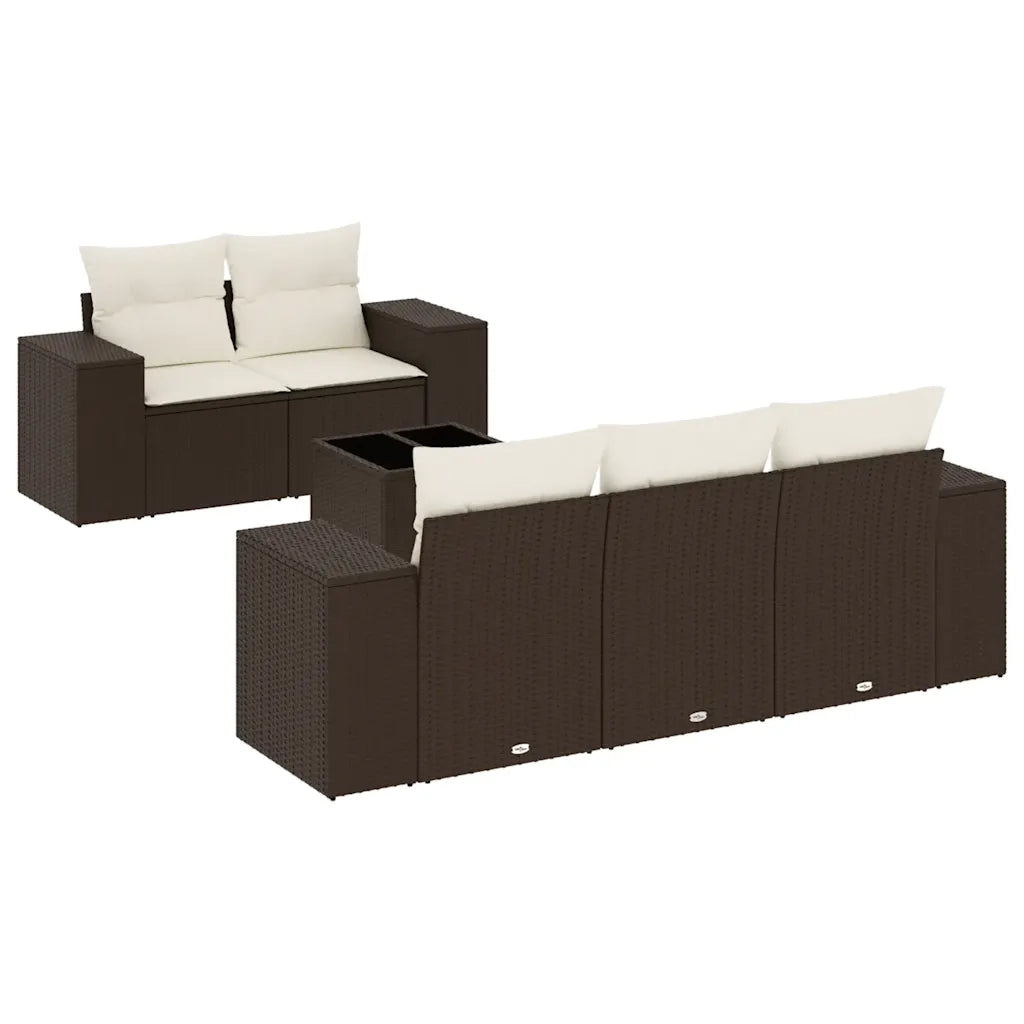 Set Divano da Giardino 6 pz con Cuscini Marrone in Polyrattan 3254640