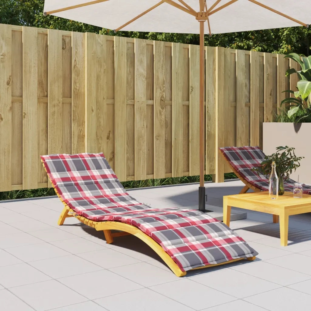 Cuscino per sedie | Cuscino per Lettino a Quadri Rossi 200x70x3 cm Tessuto Oxford