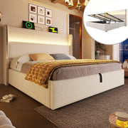 letto idraulico lino beige 140 x 200 cm