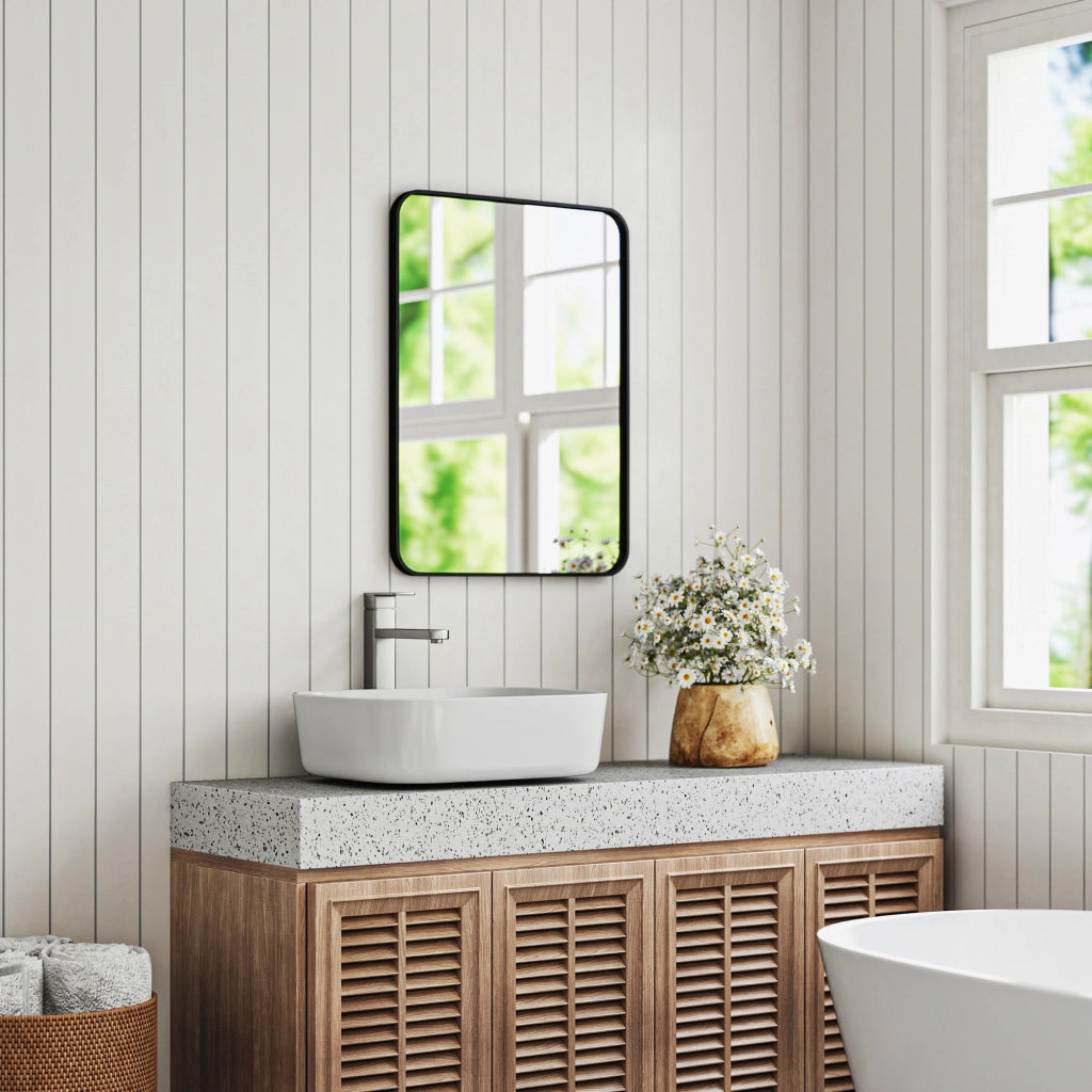 Specchio da Bagno con Cornice Metallo ¨C Minimal ¨C Nero 60x80 cm