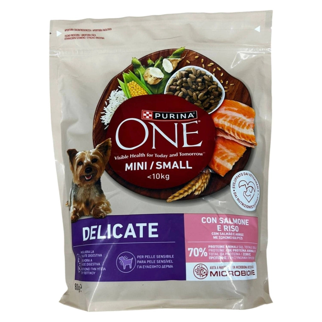 CROCCHETTE PER CANI ONE PURINA DELICATE SALMONE E RISO 800G