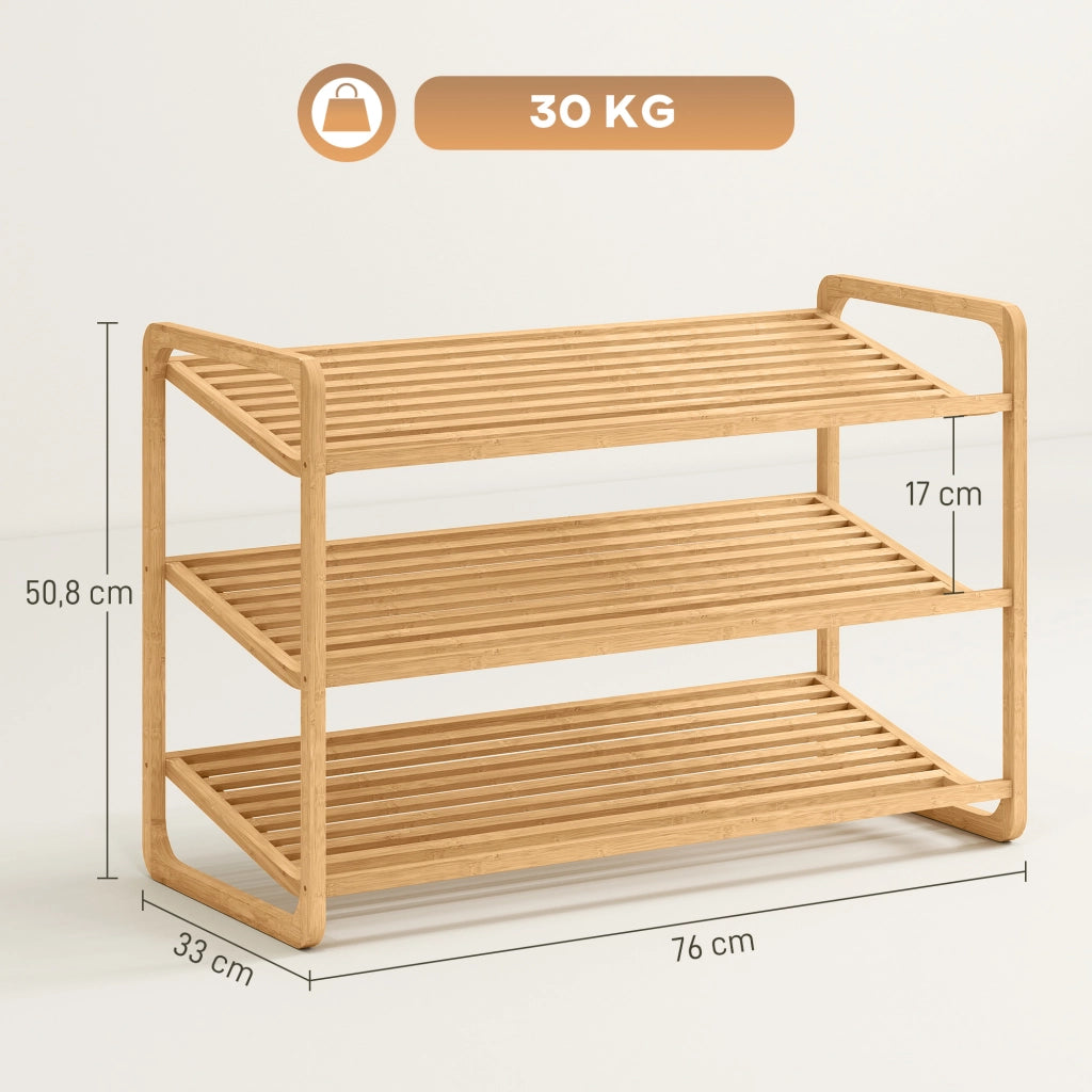 Scarpiera in Bamb¨´ 3 Livelli ¨C Minimal ¨C 76x33x50,8 cm