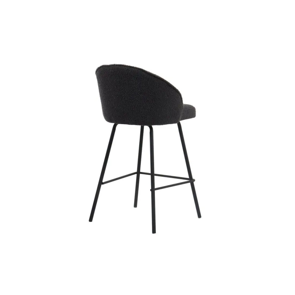 Sedia da banco JUNI – Bouclé grigio – H87 cm design contemporaneo