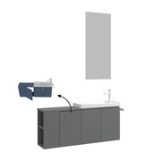 Set mobile lavabo con specchio (2 pezzi) "Ferla 110" - 110 x 22 x 45 cm - Grigio opaco