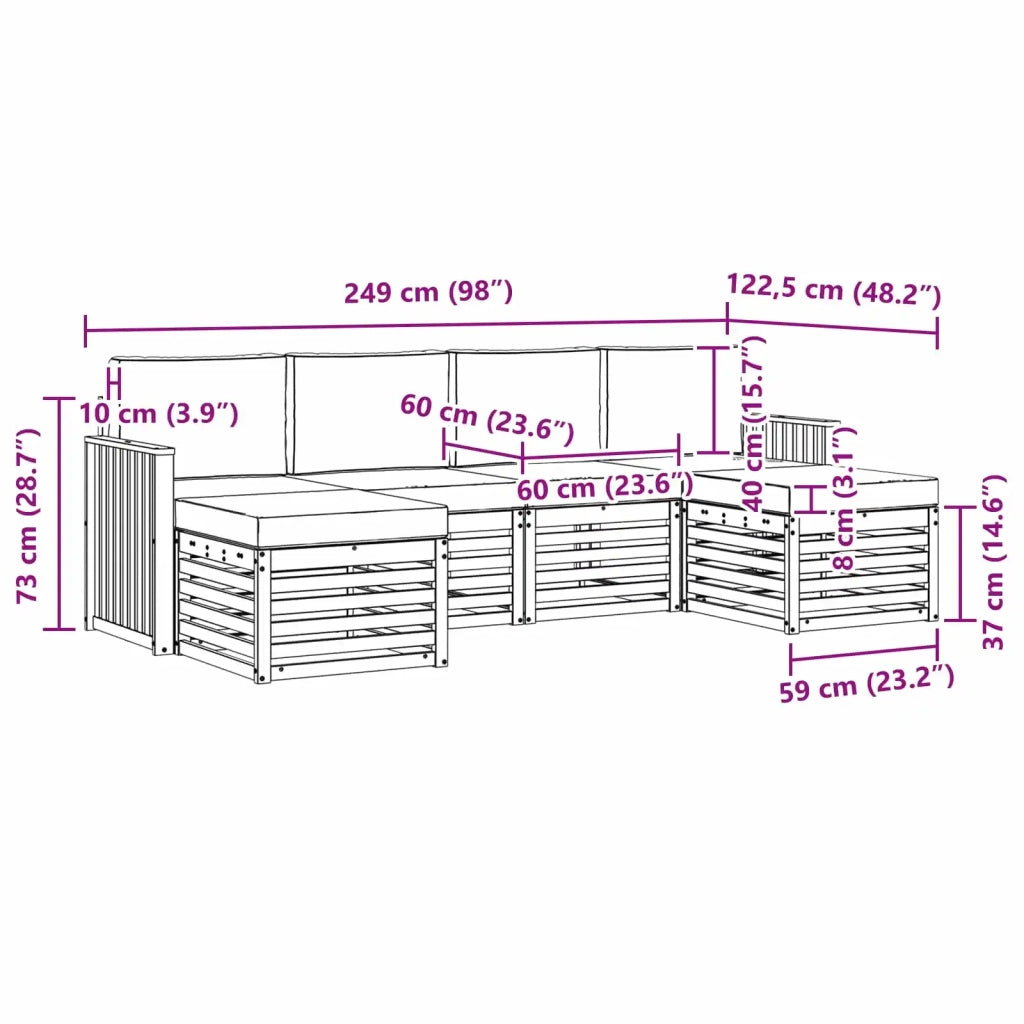 Set di divani da esterno 6 pcs Bianco e Antracite 3392272