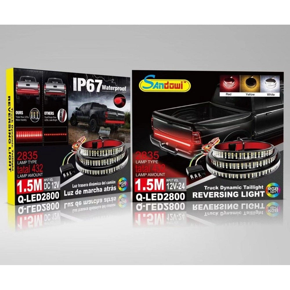 Trade Shop - Striscia Led Autoadesiva Illuminazione Rossa Gialla Bianca 1.5mt Auto Q-led2800 -