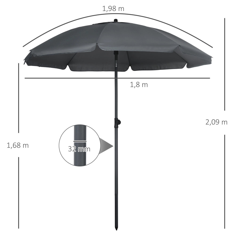 Ombrellone da Spiaggia ¨C Minimal ¨C Grigio Scuro ?180x209 cm