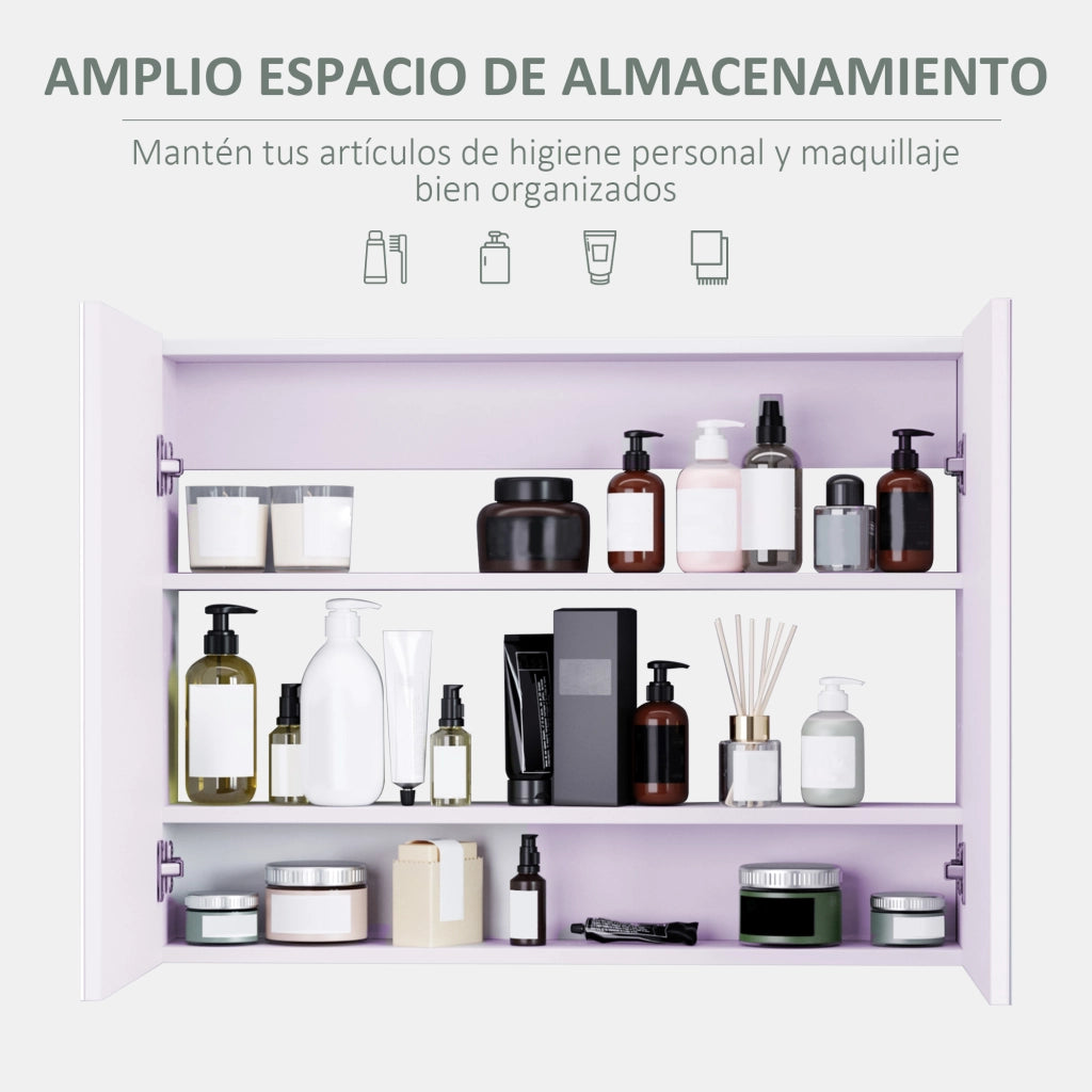 Armadio Bagno con Specchio ¨C Minimal ¨C Lilla Chiaro 80x15x60 cm