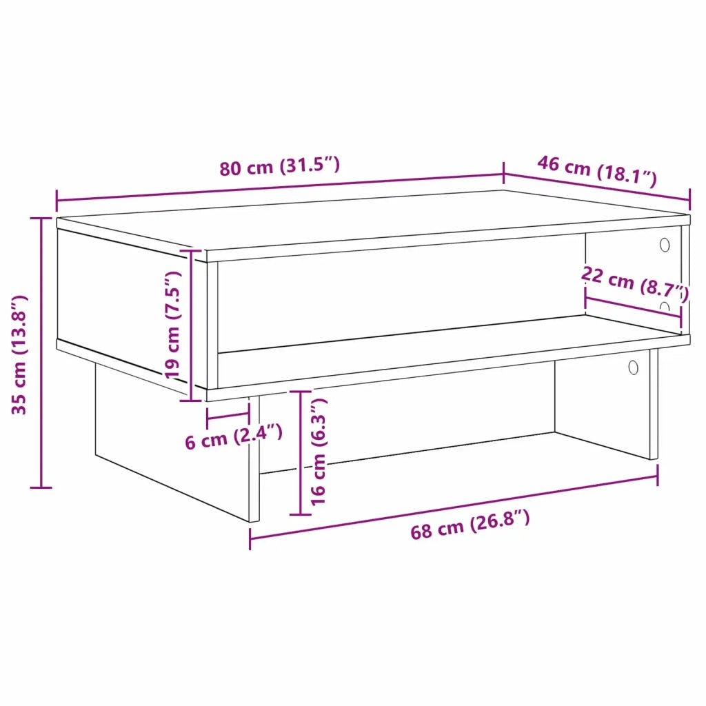 Tavolino da salotto | Tavolino da caff¨¨ | Tavolino da Soggiorno Grigio Sonoma 80 x 46 x 35 cm