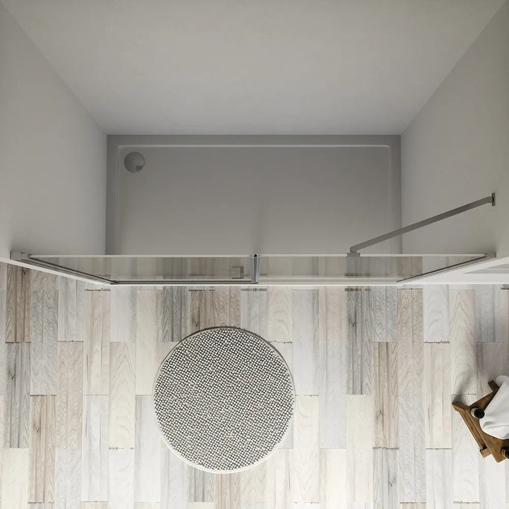 Porta doccia 161-165cm profili cromati apertura a battente e parete fissa vetro 8mm trasparente h195 | Fiji