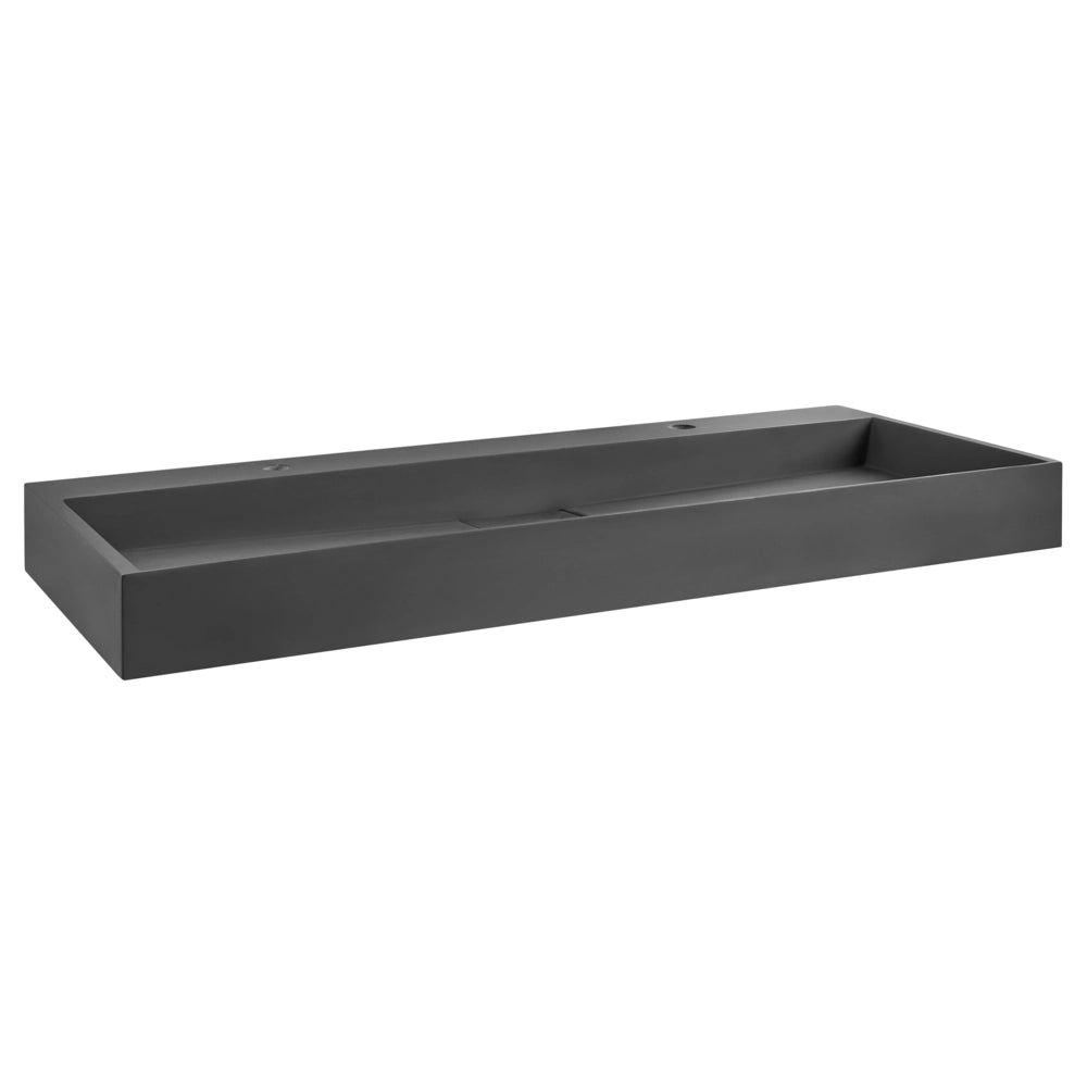 Lavabo doppio bagno classico rettangolare in ceramica finitura lucida 120 x 46 cm nero Lavello da bagno rettangolare