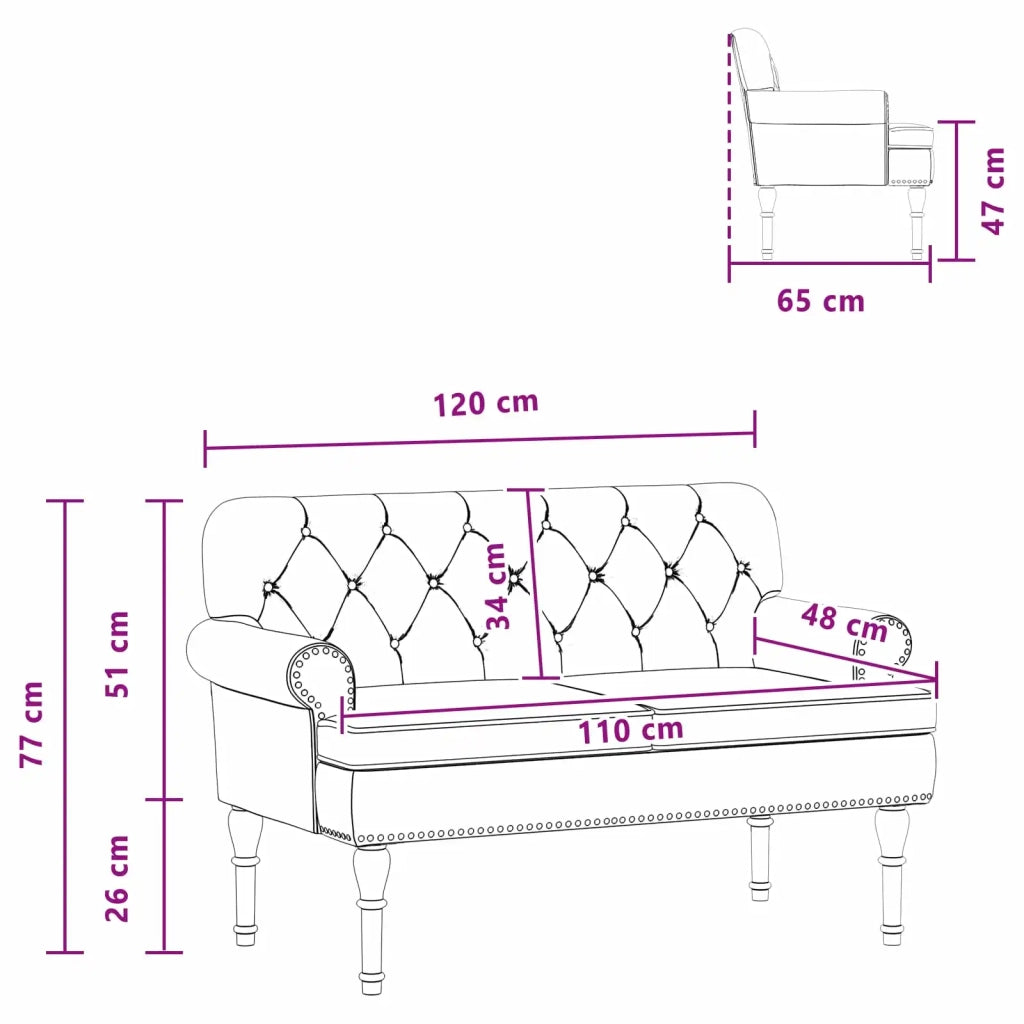 Loveseat con bottoni imbottiti Marrone 120 x 65 x 77 cm 42041858