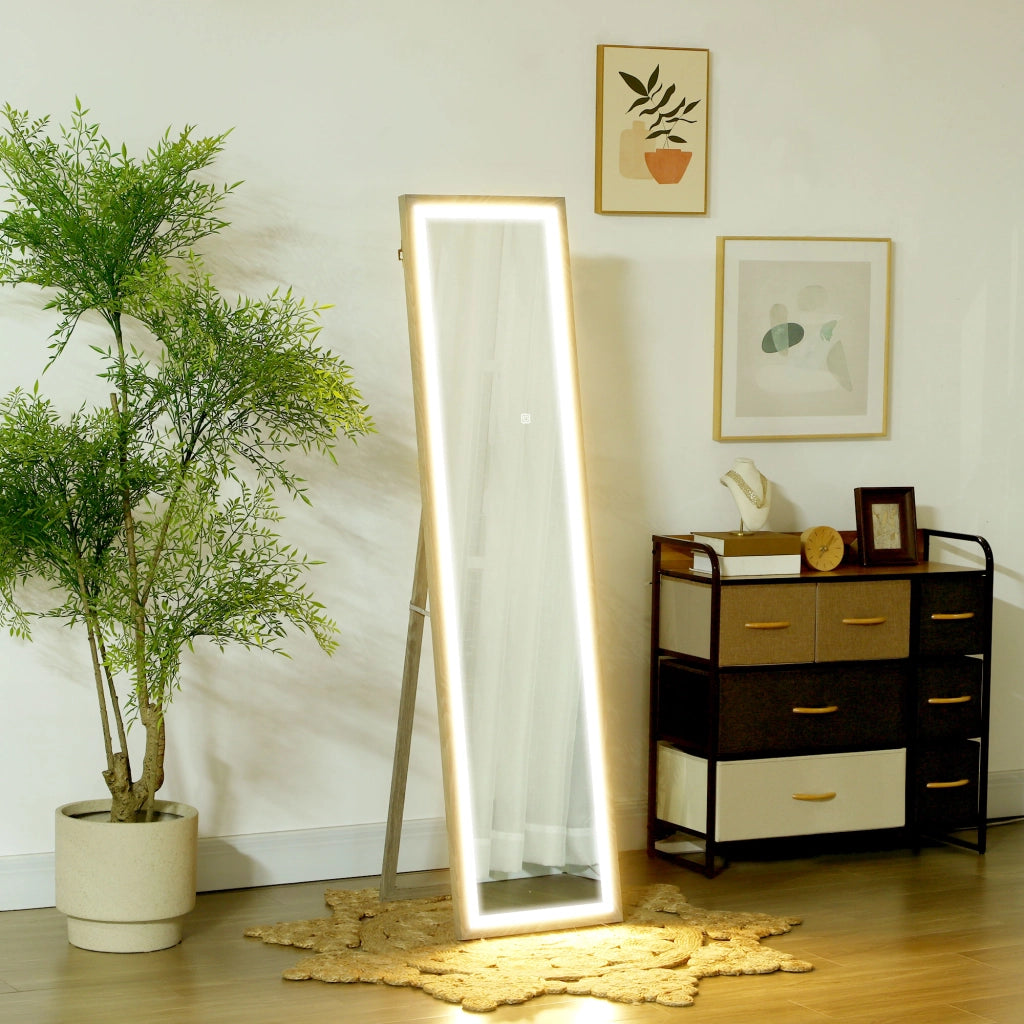 Specchio a Parete con Luce LED ¨C Minimal ¨C Grigio 40x160 cm