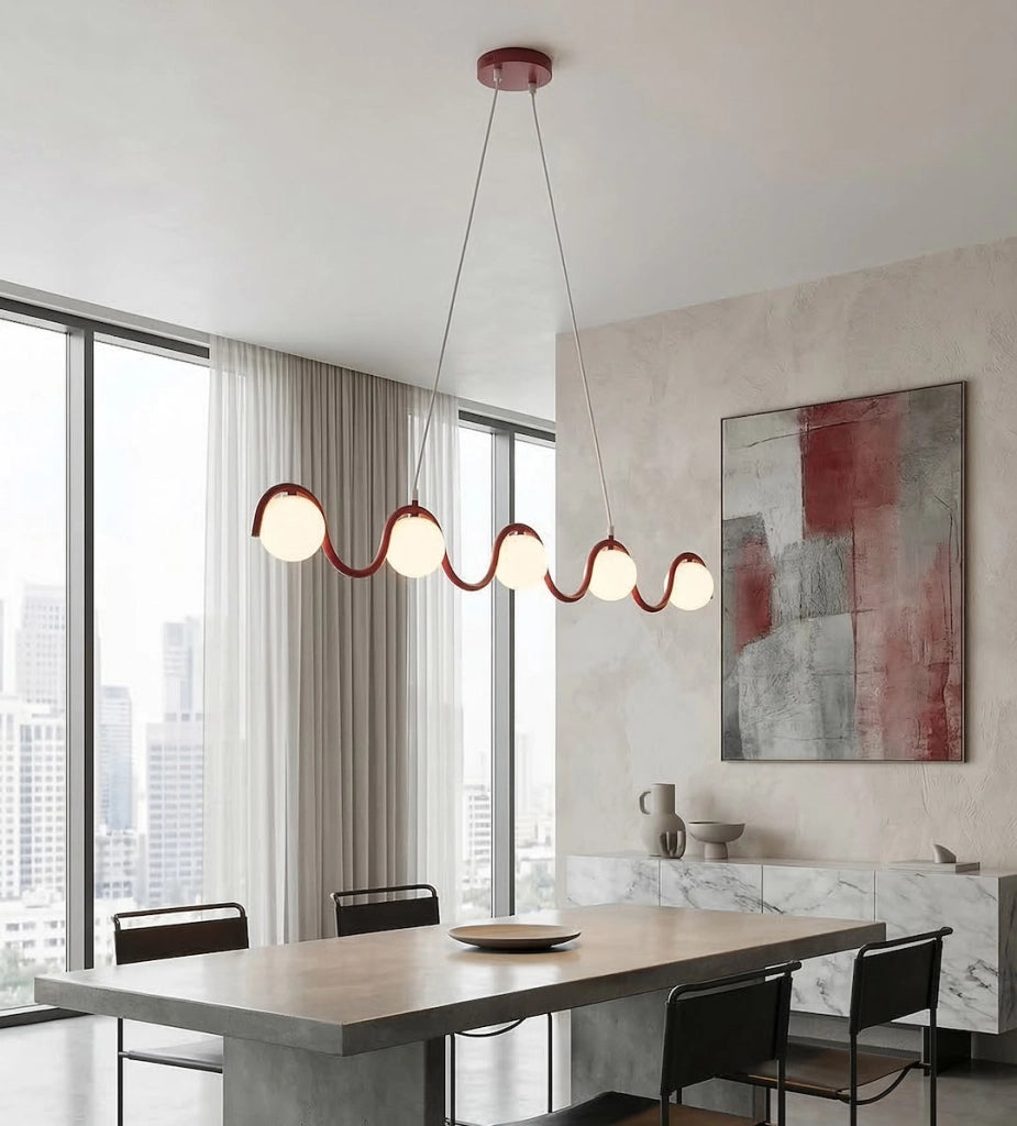 Lampada sospesa SINUS 5xG9 bordeaux bianca Emibig