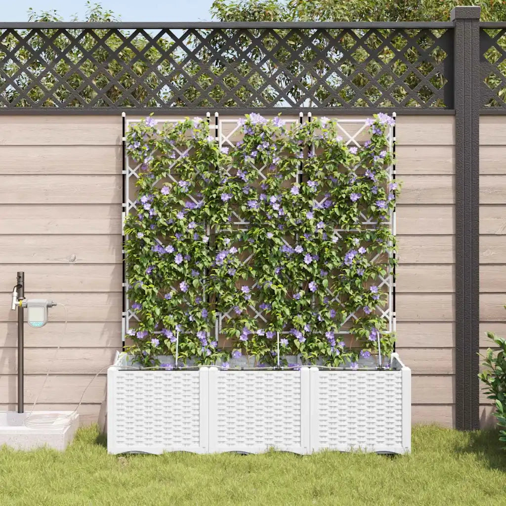 Fioriere | Cassetta per fiori | Vaso da giardino 3 pz Bianco 120 x 40 x 142 cm Plastica