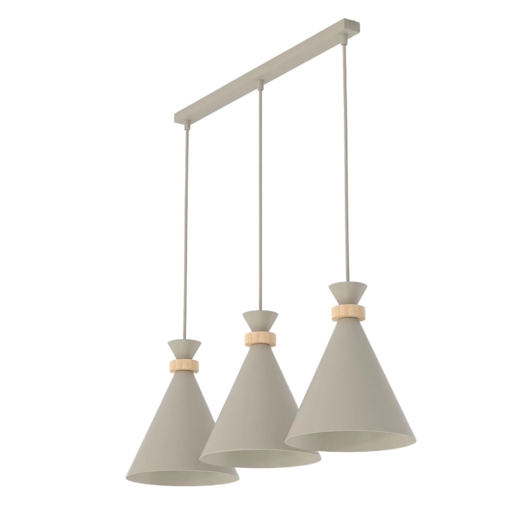 Lampada a sospensione ZERO beige 3xE27 legno Emibig