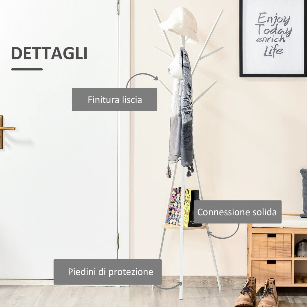 Appendiabiti da Terra Moderno per Ingresso ¨C Minimal ¨C Bianco 45x45x180 cm