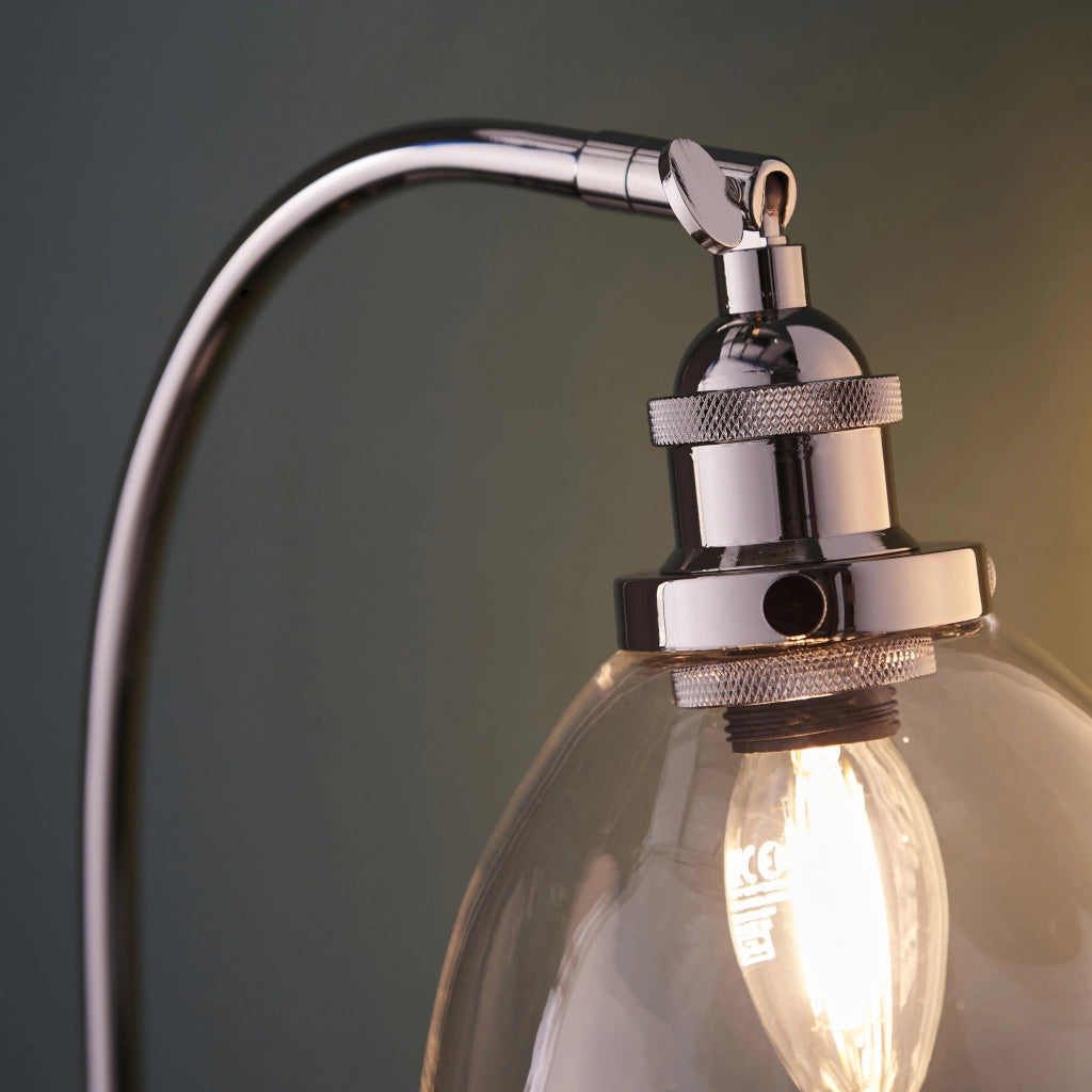 Lampada da tavolo industriale nichel vetro E14 Endon