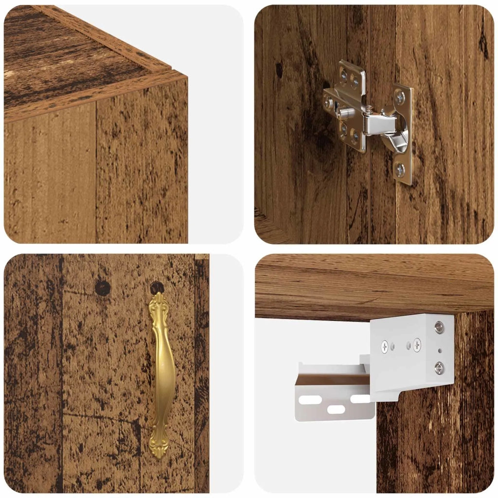 Mobiletto a muro 2 pcs Legno vecchio 69,5 x 34 x 90 cm 3394518