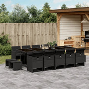 Set da Pranzo da Giardino 15 pz con Cuscini Nero in Polyrattan 3277758