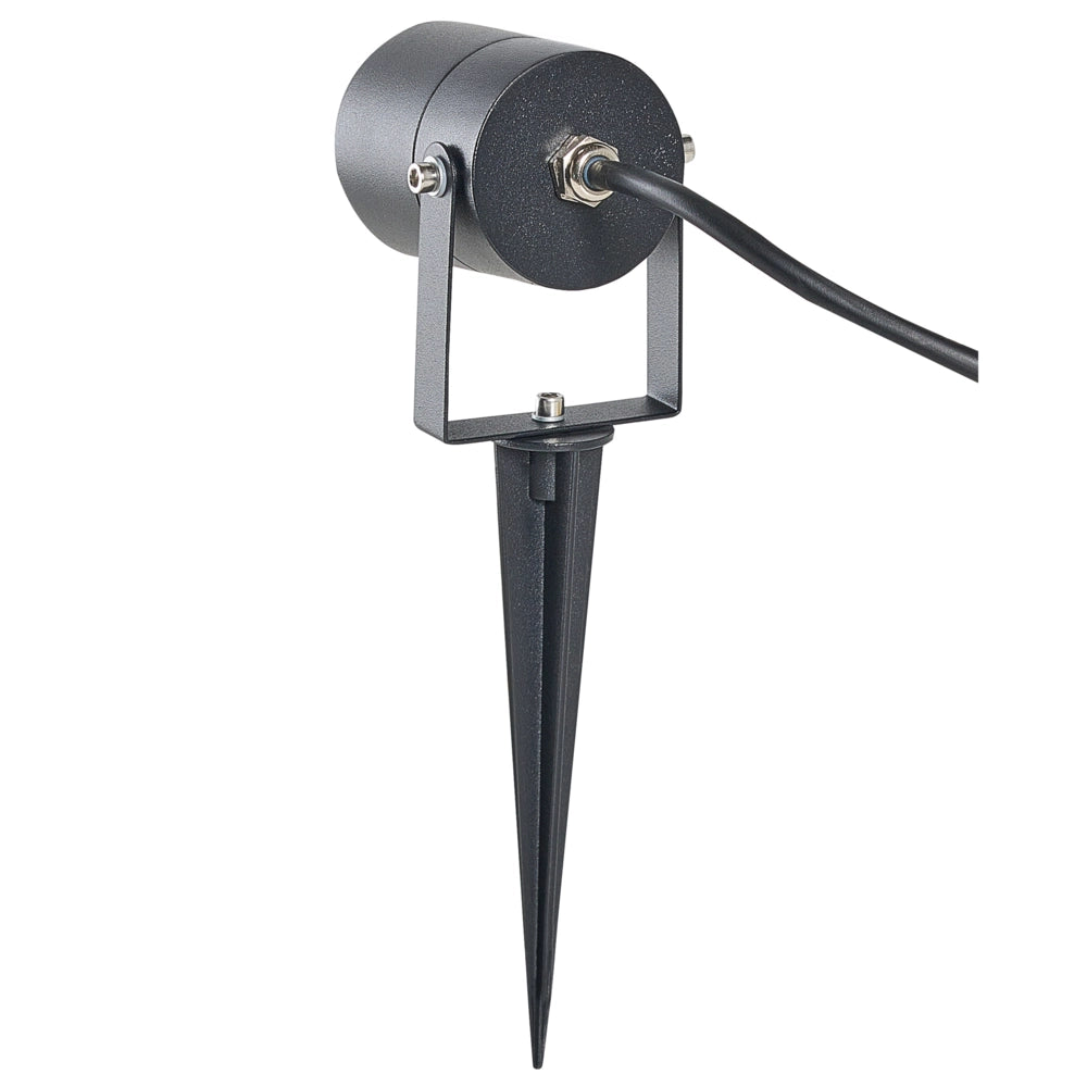 Set moderno di 2 faretti da esterno a LED con picchetto, in alluminio nero, per giardino