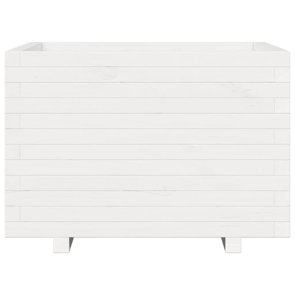 Fioriera da Giardino Bianca 70x70x49,5cm Legno Massello di Pino 847364