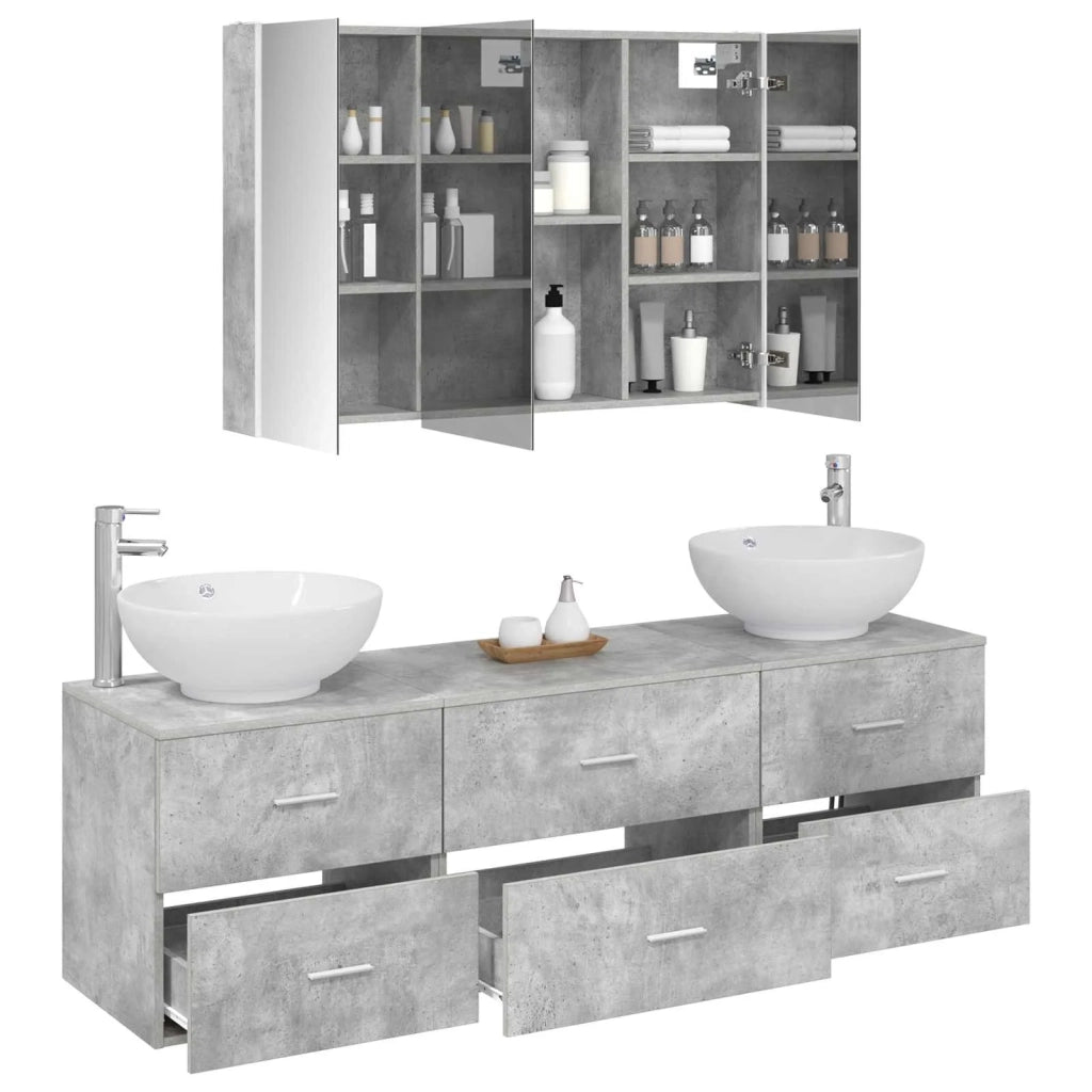 Set di mobili per il bagno 4 pz Grigio Cemento 3406946