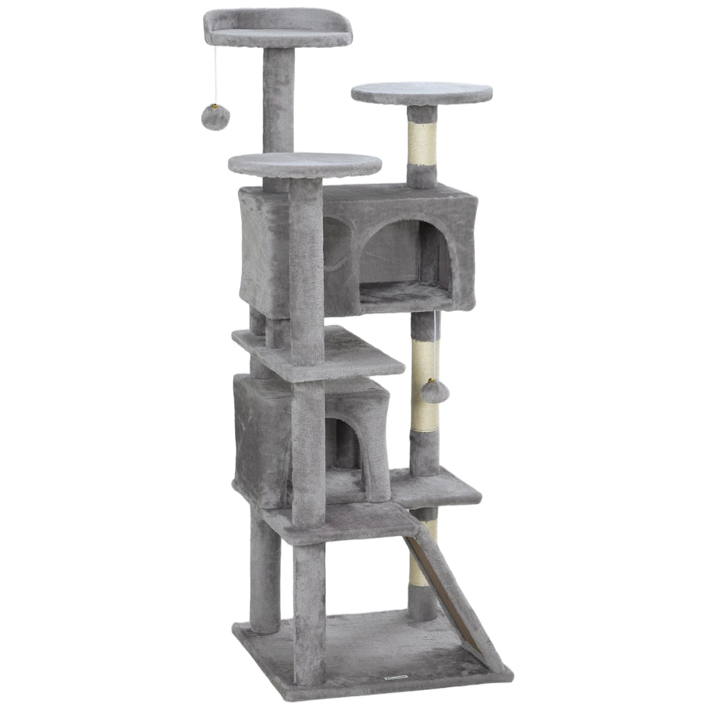 Albero per Gatti con Piattaforme Cuscini e Tunnel ¨C Zephmum ¨C Grigio Chiaro