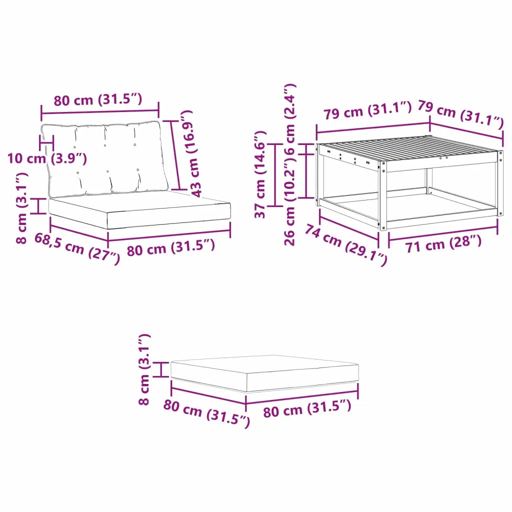 Set di divani da esterno 4 pz Naturale e Beige 3381337