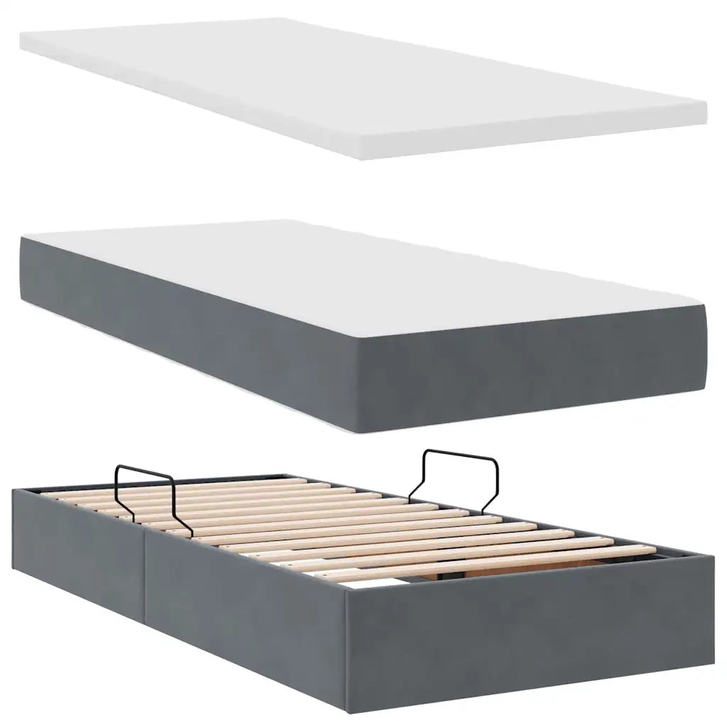 Letto con Contenitore Grigio scuro 200 x 200 cm Velluto