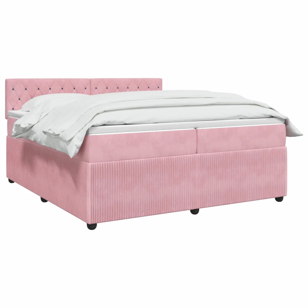 Letto box spring con materasso Rosa 200 x 200 cm Velluto 3453208