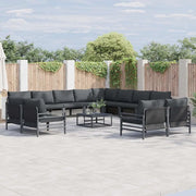 Set Divano da Giardino con cuscino 12 pcs Nero Acciaio