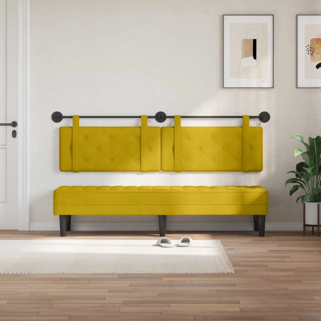 Testiera | Testata sospesa Con luce LED Giallo Velluto