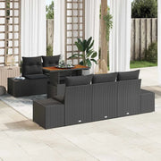 Set da Pranzo per Giardino con cuscino 6 pcs Nero e Marrone