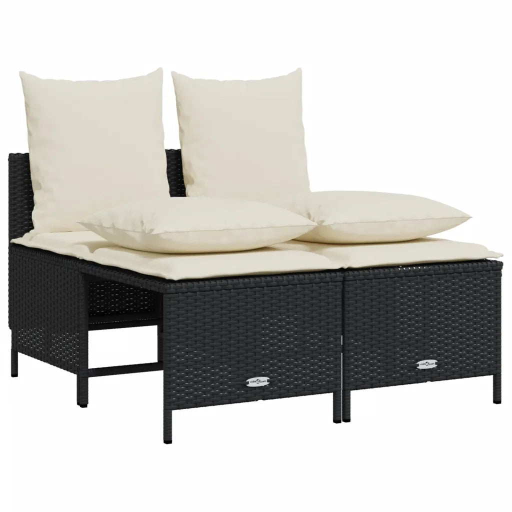 Set Divani da Giardino 5 pz con Cuscini in Polyrattan Nero 3261551