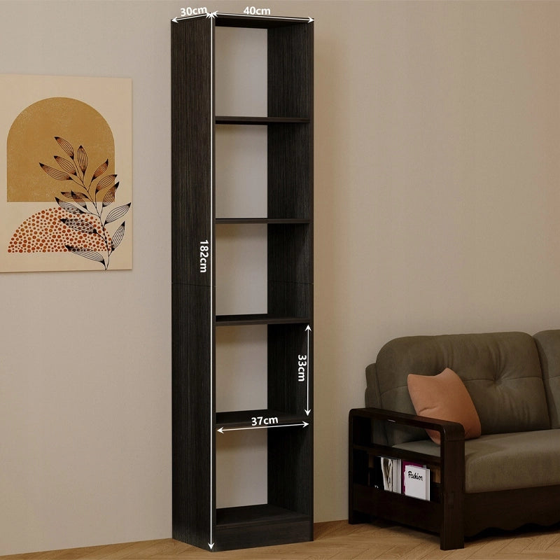 Libreria da terra nera con ripiani alti, moderna, a colonna, 182 cm