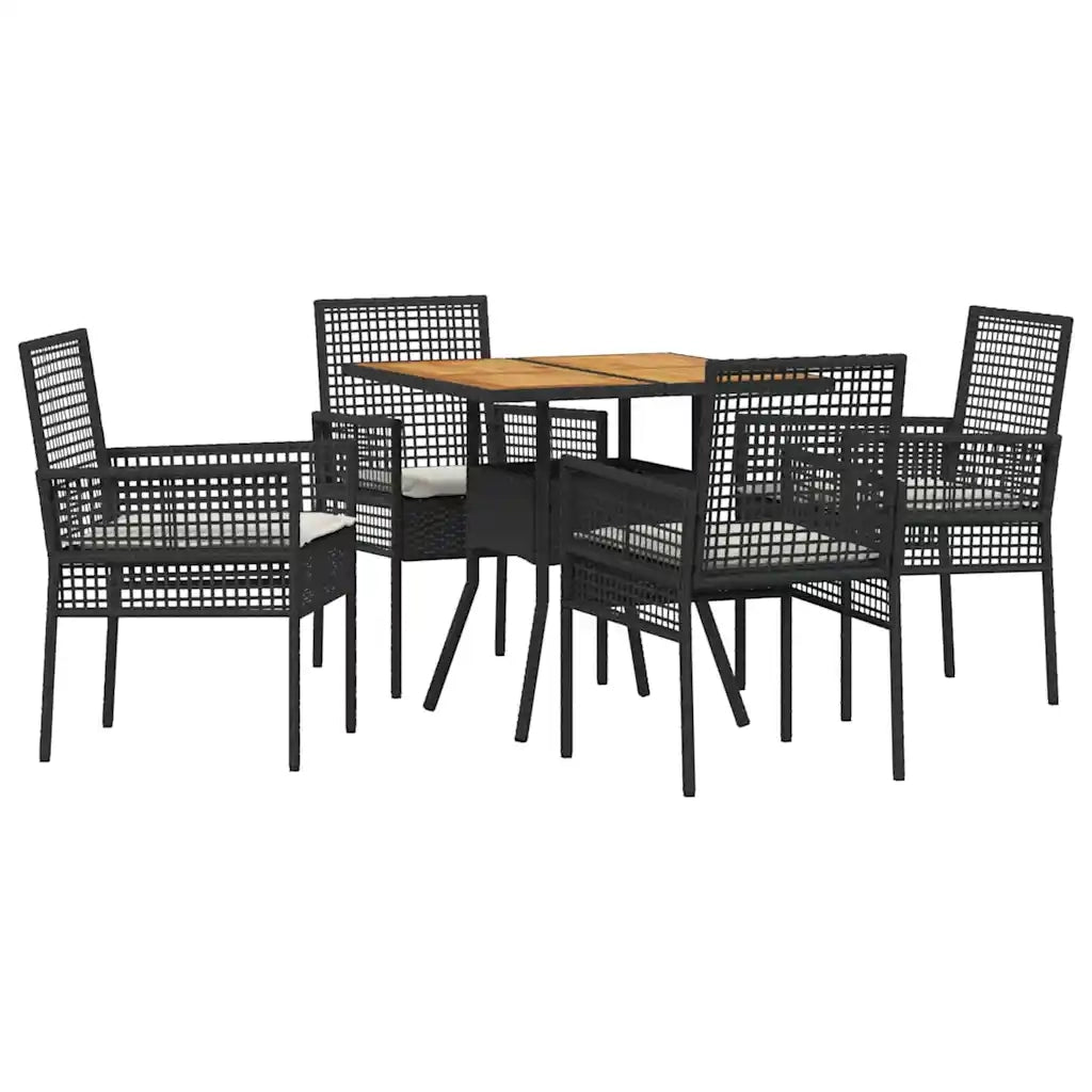 Set da Pranzo per Giardino 5 pcs Nero polyrattan 3334936