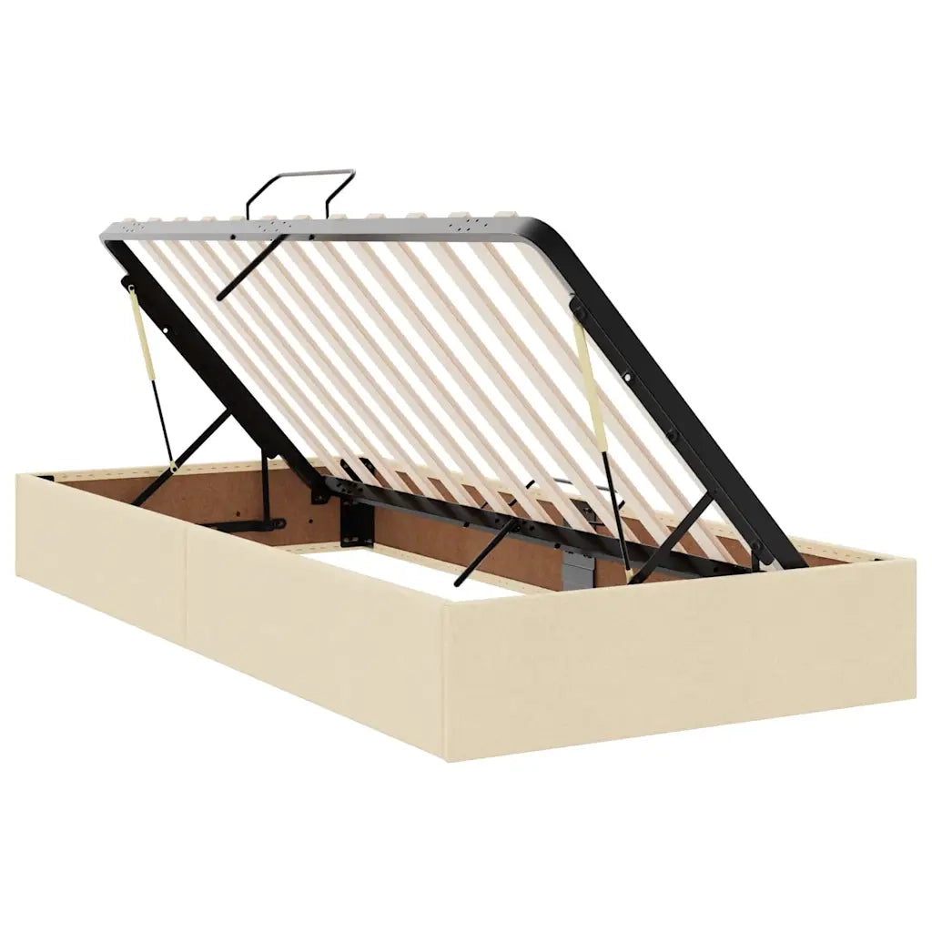 Letto con contenitore e LED con led Crema 90 x 190 cm Tessuto