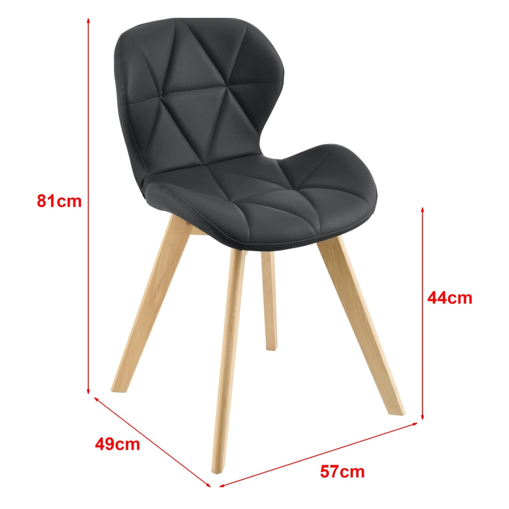 Set di 2 sedie da pranzo in similpelle 81 x 57 x 49 cm nero 03_0006759