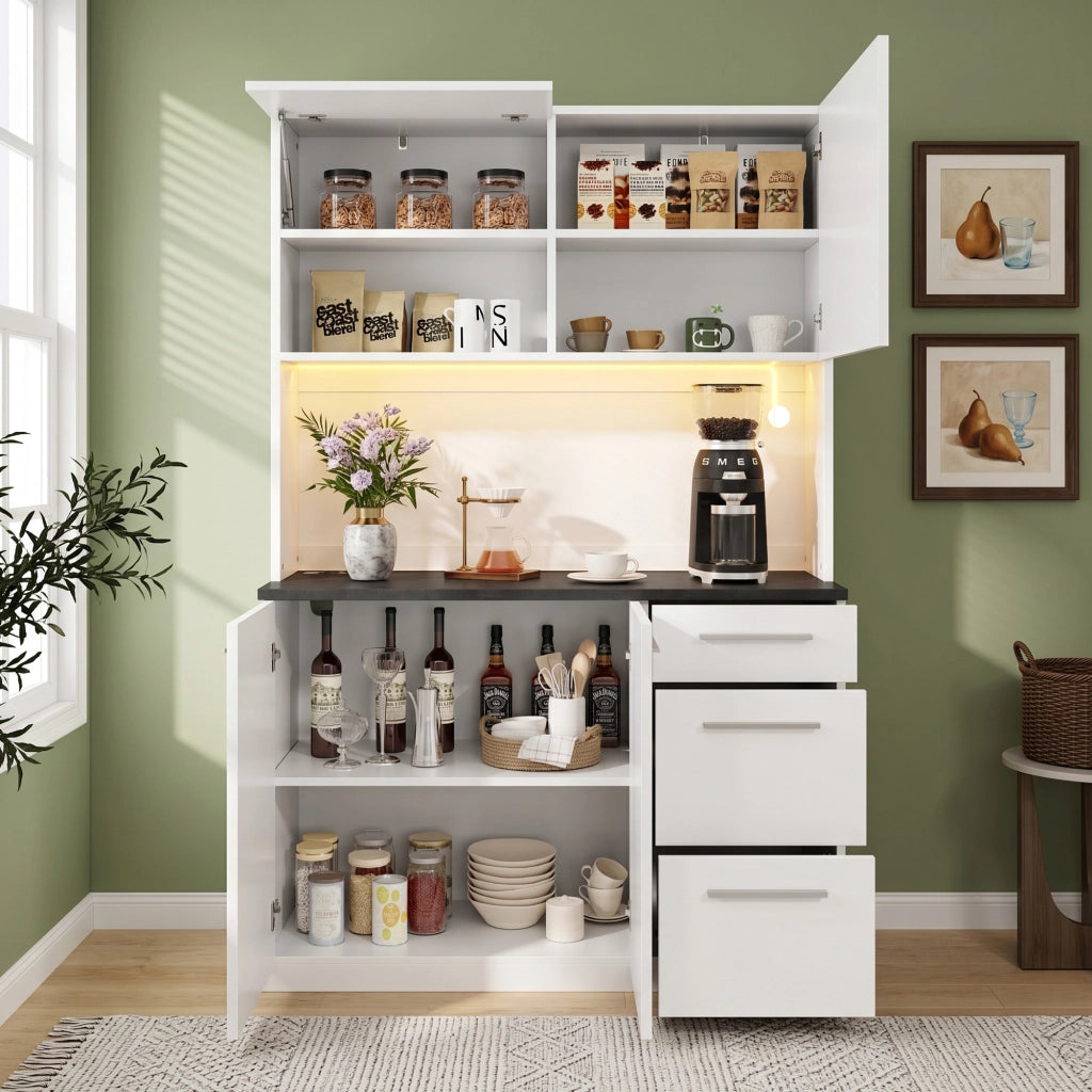 MADIA 120x40x180 cm Bianco con prese, USB-A, USB-C e LED