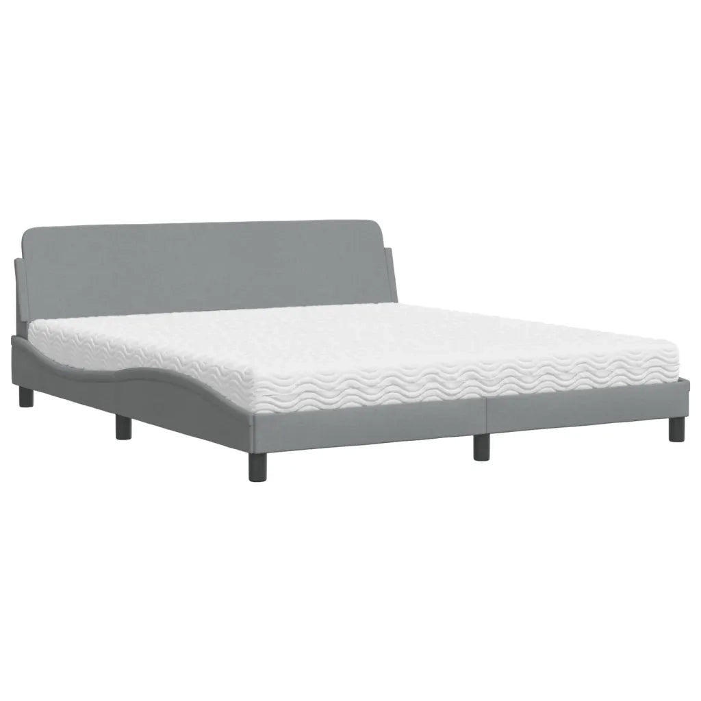 Letto con Materasso Dover Grigio Chiaro180x200 cm Tessuto